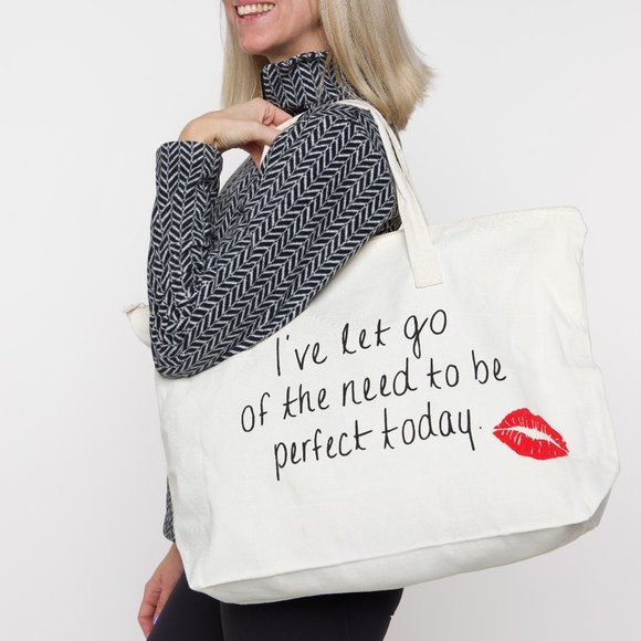 Handbags - Canvas Tote Bag - I've Let Go of the Need to Be Perfect Today - Affirmation